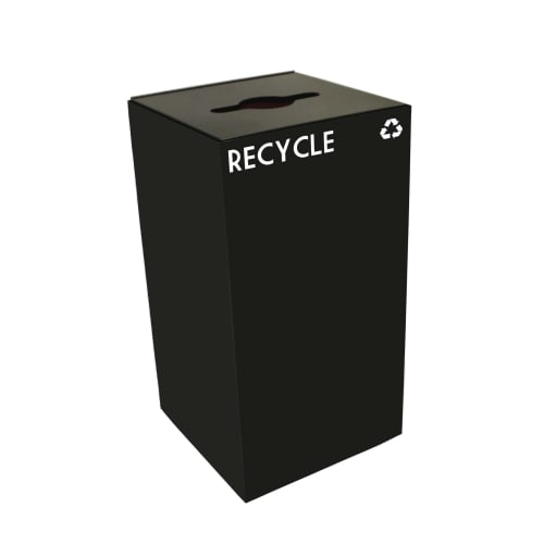 Witt Industries GeoCube 28 Gallon Recycling Receptacle, Combo Opening, Charcoal Black